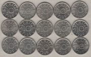 Szwecja 10 ore 1977-1990 15 mm na sztuki 50 gr/szt - patrz opis
