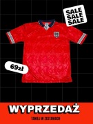 Koszulka retro Anglia England Scoredraw Away 1990–1992 czerwona rozmiar M
