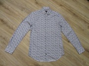 TOMMY HILFIGER męska koszula slim fit biała w niebieski kwiatowy wzór_ XS