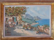 Wybrzeże Capri duży obraz olejny. Malarz Carlo Ciappa (1890-1970)