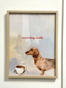 Plakat z jamnikiem i kawą 