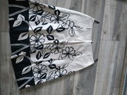 gratex__ spódniczka beżowo czarna kwiaty  stebnówka  bdb___38/40