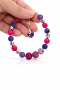 Elegancka Bransoletka kamienie  handmade Swarovski  różowa fioletowa