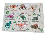 Puzzle drewniane z pinezkami 3d- dinozaury