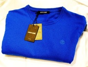Roberto Cavalli sweter L/XL merino kaszmir Italy niebieski Italy lacoste lv
