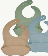 Silikonowy śliniak dziecięcy, niemowlęcy niebieski, oliwkowy, beżowy