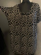 Bluzka długa tunika top oversize duża wzory krótki rękaw marszczony dekolt