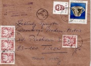 Całość pocztowa dopłaty: stempelek T i cztery znaczki dopłaty po 1,00zł