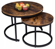 STOLIK KAWOWY RUSTYKALNY OKRĄGŁY ZESTAW STOLIKÓW KAWOWYCH ŁAWA LOFT 2w1