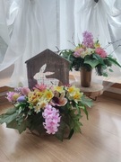 Zestaw wielkanocny na grób, stroik plus wazon