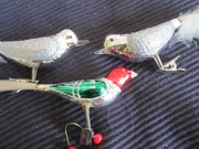 VINTAGE OZDOBY ŚWIĄTECZNE  TRZY SZKLANE PTASZKI