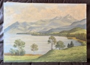 Przedwojenny obraz na płótnie - Johann Falch - 1940r - pejzaż górski