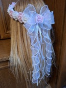 Wianuszek komunijny biało różowy 