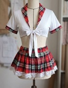 Strój kostium przebranie uczennica krata kratka 40 L