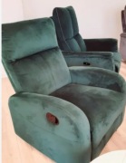 Fotel ROZKŁADANY bujany, obrotowy OLIMP zielony welur Super OKAZJA