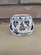 Świecznik porcelanowy w stylu Delft Blue