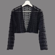 Damskie czarne ażurowe bolerko z długim rękawem uniwersalny