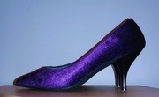 Włoskie czółenka szpilki aksamitne fiolet r. 36