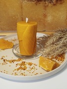 Świeca walec z liściem z wosku pszczelego Pasieka Pod Borem