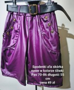 Spodenki śliwka fiolet podwijane nowe z paskiem