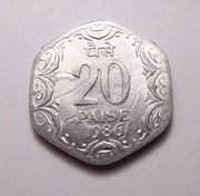 Indie 20 paisa 1986 Kalkuta PIĘKNA!