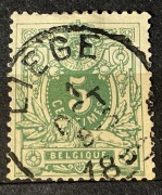 Belgia (Belgique, Belgie), Lew leżący przed herbem, 5 centymów