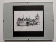 Odręczby rysunek tuszem - Kraków_Barbakan
