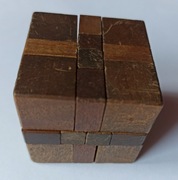 Drewniana Kostka układanka logiczna stara antyk