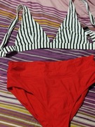 Czerwone wysokie majtki plażowe kąpielowe M&S 44 XXL 