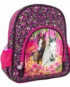 Mały plecak KONIE różowy w kwiaty - plecak-tornister
