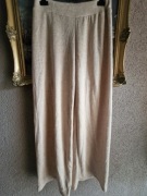 Spodnie damskie szerokie nogawki beżowe dzianina