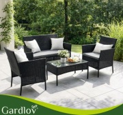 Meble Ogrodowe Rattanowe Czarne Zestaw