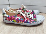 Desigual HAPPY kolorowe kwiatowe Tenisówki Trampki r 40 multicolor skórzane