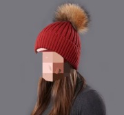 Czapka jenot naturalny ciemna wiśnia 