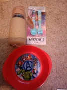 Zestaw dla dziecka .Butelka talerzyk i sztućce.