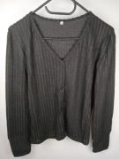 Sweter damski czarny L prążkowany zapinany dekolt V elegancki