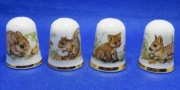 Naparstki Kolekcjonerskie Porcelanowe Zestaw 4 Sztuki  -  Zwierzątka Lasu 
