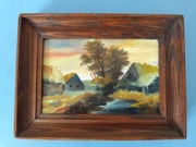 Obraz olejny wieś mały