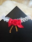 Podwiązka ślub/studniówka biało-czerwona koronka