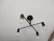 Żyrandol lampa plafon wisząca retro czarna e27 żarówki 