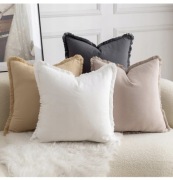 Mandioo Zestaw 4 poszewek na poduszki z frędzlami z czystej bawełny 65x65cm