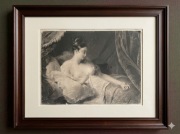 Duża stara grafika, AKT, Curiosa, Souvenirs, XIX w, erotyk, vintage