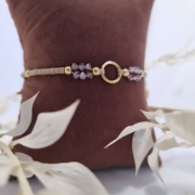 Bransoletka pleciona z kamieniami regulowana jadeit  