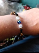 Bransoletka Ochronna,oko proroka,czarny turmalin,kwarc,tygrysie oko