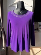 Fioletowa luźna bluzka z długim rękawem  - Michele Hope rozm. XL-XLL