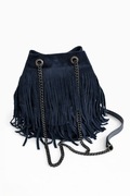 Torebka zamszowa z frędzlami – kolor granat