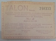 Talon  10 złotych  1982 rok