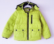 Limonkowa zimowa ocieplana kurtka z kapturem H&M 98/104