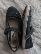 Granatowe eleganckie skórzane buty baleriny na rzepy Vado 35 wide fit