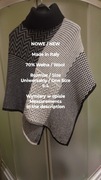 Made in Italy  Damskie ponczo / narzutka z golfem z wełny, 70% Wełna, S-L